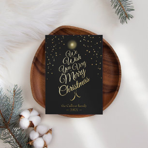Carte De Vœux En Aluminium Charbon Très Joyeux Arbre de Noël Lettre famille