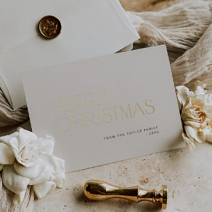 Carte De Vœux En Aluminium CHARLIE Gold Foil Famille simple Joyeux Noël