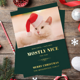 Carte De Vœux En Aluminium Cher Père Noël Funny Chat Photo Noël