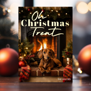 Carte De Vœux En Aluminium Chien drôle Oh cadeau de Noël Typographie moderne