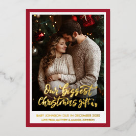 Carte De Vœux En Aluminium Christmas Gift Pregnancy Announcement Photo