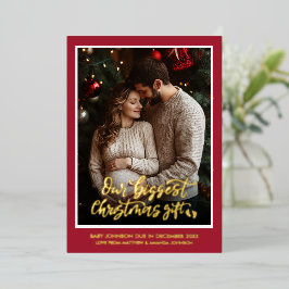 Carte De Vœux En Aluminium Christmas Gift Pregnancy Photo Announcement 