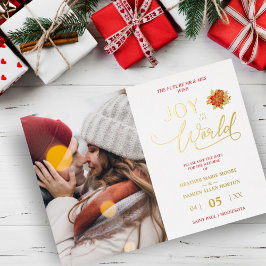 Carte De Vœux En Aluminium Christmas Poinsettias Wreath Photo MR & MRS. Photo