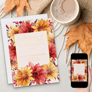 Carte De Vœux En Aluminium Chute Florale Saison de Gratitude Thanksgiving Gol