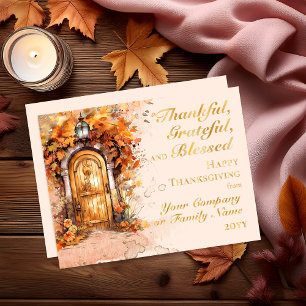 Carte De Vœux En Aluminium Chute Porte Thanksgiving Thankful Grateful Blessé
