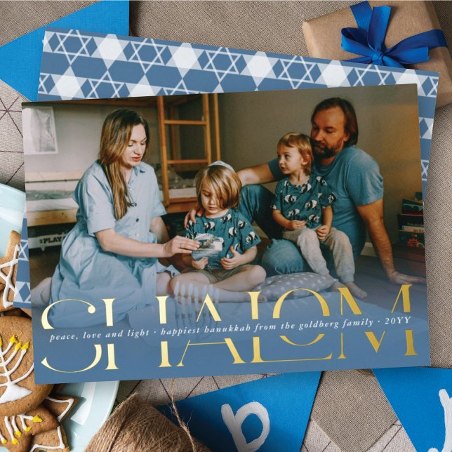 Carte De Vœux En Aluminium Classic Shalom Peace Love Light Photo Hanoukka (Créateur téléchargé)