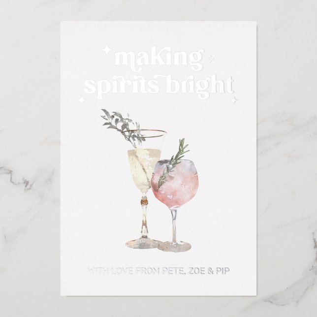 Carte De Vœux En Aluminium Cocktail élégant Making Spirits Bright (Recto)