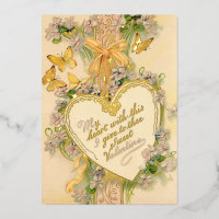 Cœur vintage de la Saint-Valentin, rubans et papil