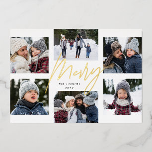 Carte De Vœux En Aluminium Collage de Noël photo moderne joyeux 6