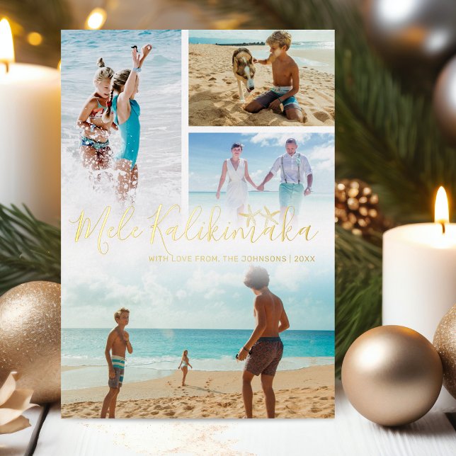 Carte De Vœux En Aluminium Collage de photos Mele Kalikimaka (Créateur téléchargé)