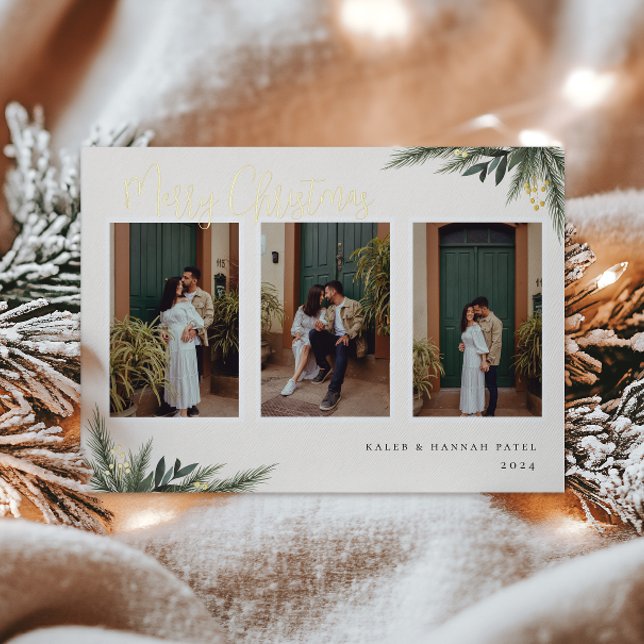 Carte De Vœux En Aluminium Collage photo Cadres de Berry de Noël (Créateur téléchargé)