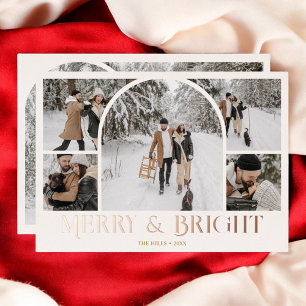 Carte De Vœux En Aluminium Collage photo d'Arche Retro Bright Merry