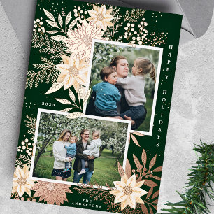 Carte De Vœux En Aluminium Collage photo de Christmas Poinsettia Splendor