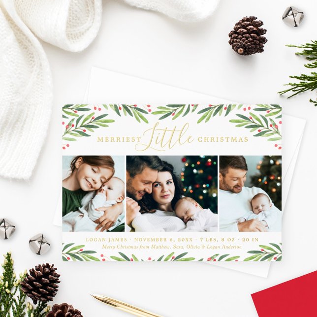 Carte De Vœux En Aluminium Collage photo Little Christmas avec or (Créateur téléchargé)