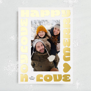 Carte De Vœux En Aluminium coloré clair moderne   photo en or de noël