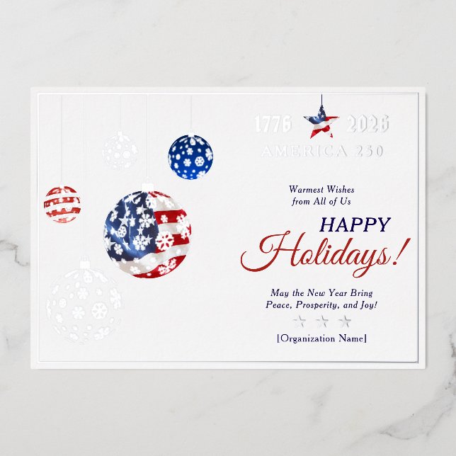 Carte De Vœux En Aluminium Commemorative America 250 Patriotique Bleu Coffret (Recto)