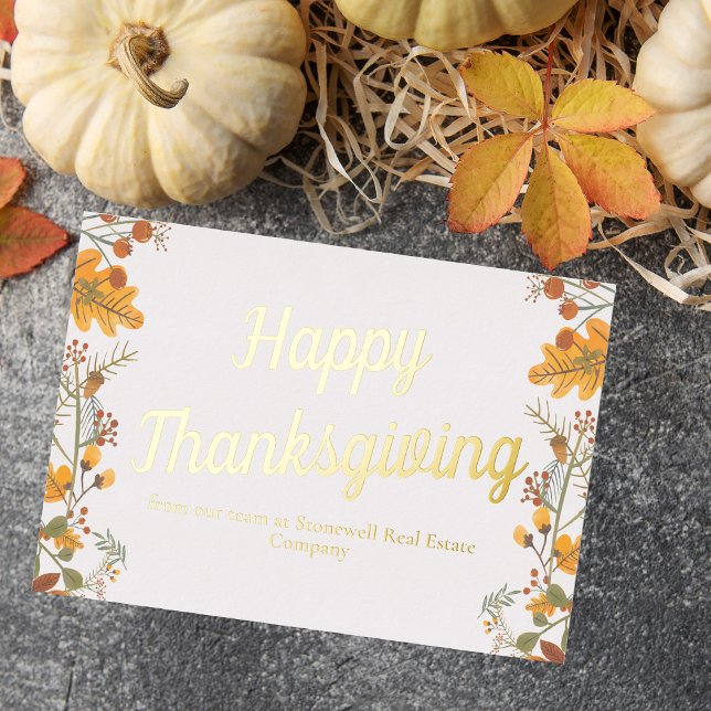 Carte De Vœux En Aluminium Commerce Personnalisé Thanksgiving Chic Fall Leave (Créateur téléchargé)