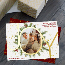 Carte De Vœux En Aluminium Couronne de branches de pin Trendy Joy Noël Photo 