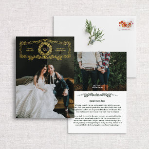 Carte De Vœux En Aluminium Couronne de monogramme mariée