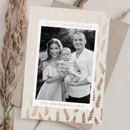 Carte De Vœux En Aluminium Cream et Rose Gold Folift Photo Thanksgiving