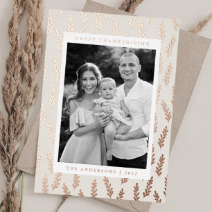 Carte De Vœux En Aluminium Cream et Rose Gold Folift Photo Thanksgiving