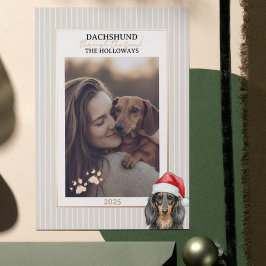 Carte De Vœux En Aluminium Dachshund à travers l'aquarelle de neige