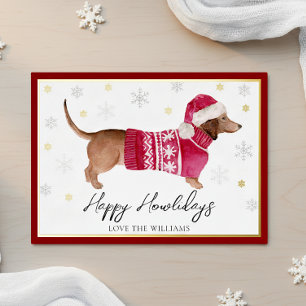 Carte De Vœux En Aluminium Dachshund Rouge Chien Saucisse Joyeux Commentaire 