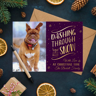 Carte De Vœux En Aluminium Dashing Through the Snow   Photo de Noël Real
