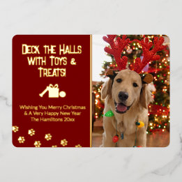 Carte De Vœux En Aluminium Deck the Halls with Toys & Traits Photo Chien