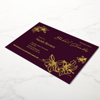 Carte De Vœux En Aluminium Douche nuptiale semelle en or