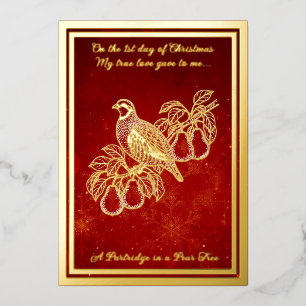 Carte De Vœux En Aluminium Douze jours de Noël, Une perdrix