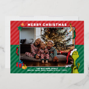 Carte De Vœux En Aluminium Dr Seuss   Grinch Family Photo Holiday