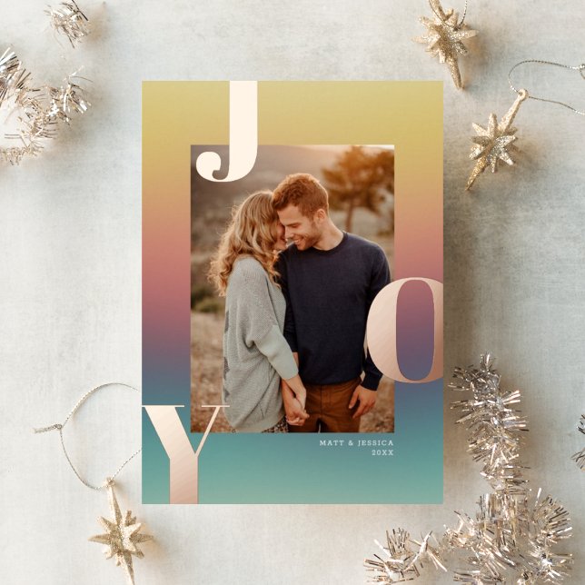 Carte De Vœux En Aluminium Earthy Modern Gradient JOIE DE Noël Photo (Créateur téléchargé)