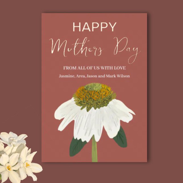 Carte De Vœux En Aluminium Echinacea Flower Happy Mothers Day Gold (Créateur téléchargé)