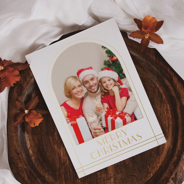 Carte De Vœux En Aluminium Elégant Arc Personnalisé Photo de famille Noël (Créateur téléchargé)