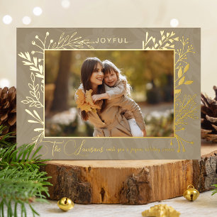 Carte De Vœux En Aluminium Elégant Artisan Gold Feuilles photo