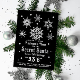 Carte De Vœux En Aluminium Élégant Black Secret Père Noël Snowflake élégant
