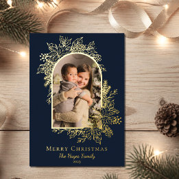 Carte De Vœux En Aluminium Elégant bleu marine Joyeux Noël photo
