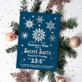 Carte De Vœux En Aluminium Élégant Blue Secret Père Noël Snowflakes