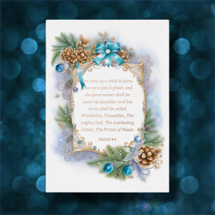 Carte De Vœux En Aluminium Elégant cadre d'hiver Isaiah Verse Christian