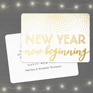 Carte De Vœux En Aluminium Elégant Confetti Nouveau Début Bonne Année