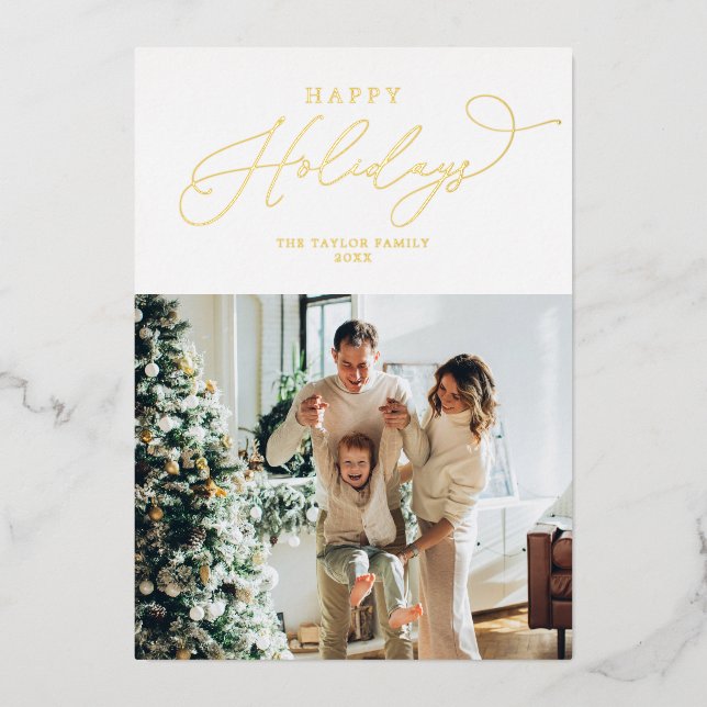 Carte De Vœux En Aluminium Elégant Gold Foil Joyeux Noël (Recto)