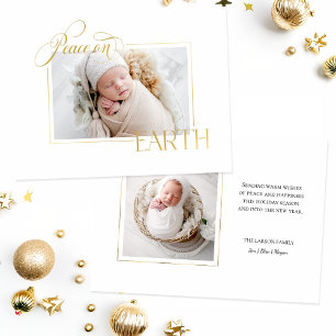Carte De Vœux En Aluminium Elegant Gold Peace on Earth Photo