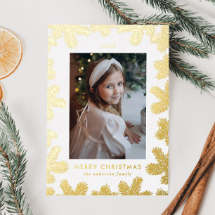 Carte De Vœux En Aluminium Elegant Gold Pine Frame Photo