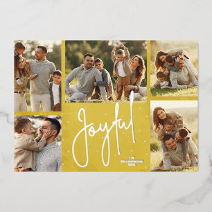 Carte De Vœux En Aluminium Elégant Golden Multi Photo Joyful Silver