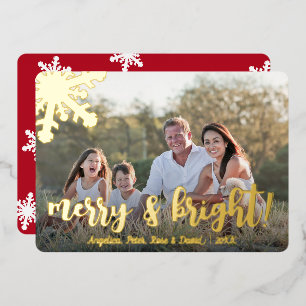 Carte De Vœux En Aluminium Élégant Joyeux et brillant photo personnalisée