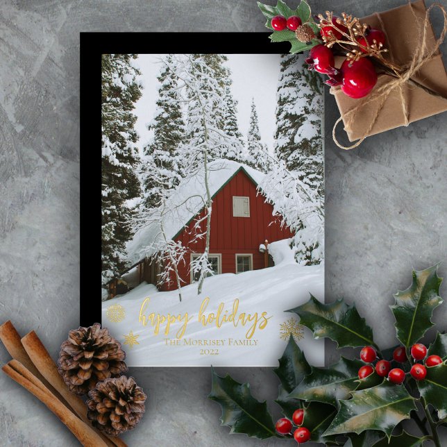 Carte De Vœux En Aluminium Élégant Joyeux Fêtes de neige Photo (Créateur téléchargé)