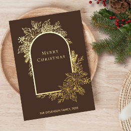 Carte De Vœux En Aluminium Élégant Joyeux Noël Brown Or