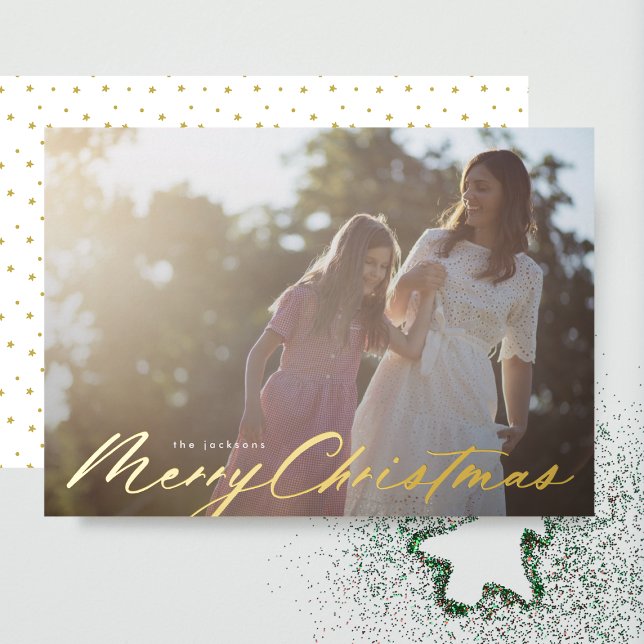 Carte De Vœux En Aluminium Elégant Joyeux Noël Gold Pressé Photo (Créateur téléchargé)