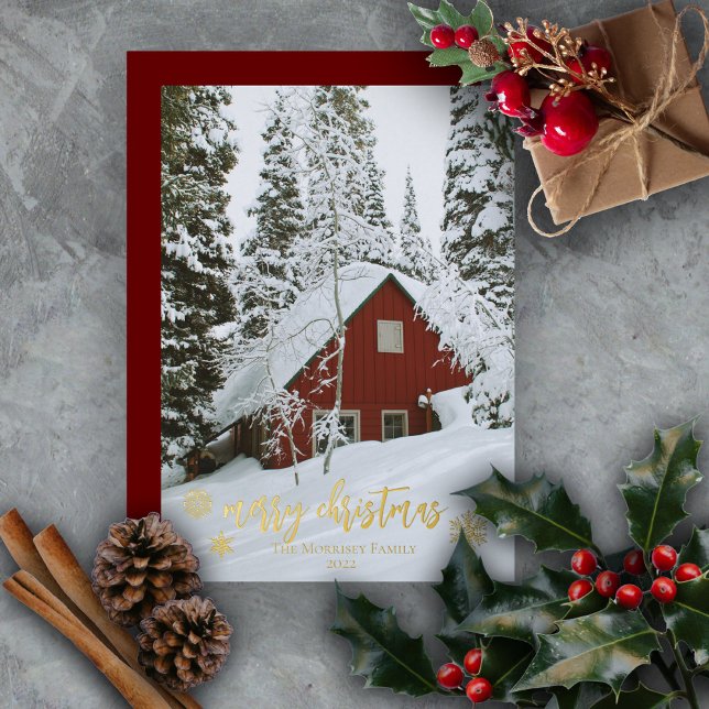Carte De Vœux En Aluminium Élégant Joyeux Noël Snowflakes Photo (Créateur téléchargé)